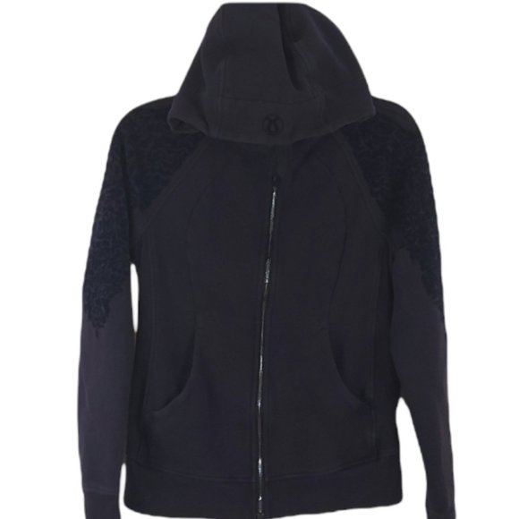 lululemon athletica Jackets & Blazers - Lululemon Jacket Navy Blue Floral Velour Sz 8